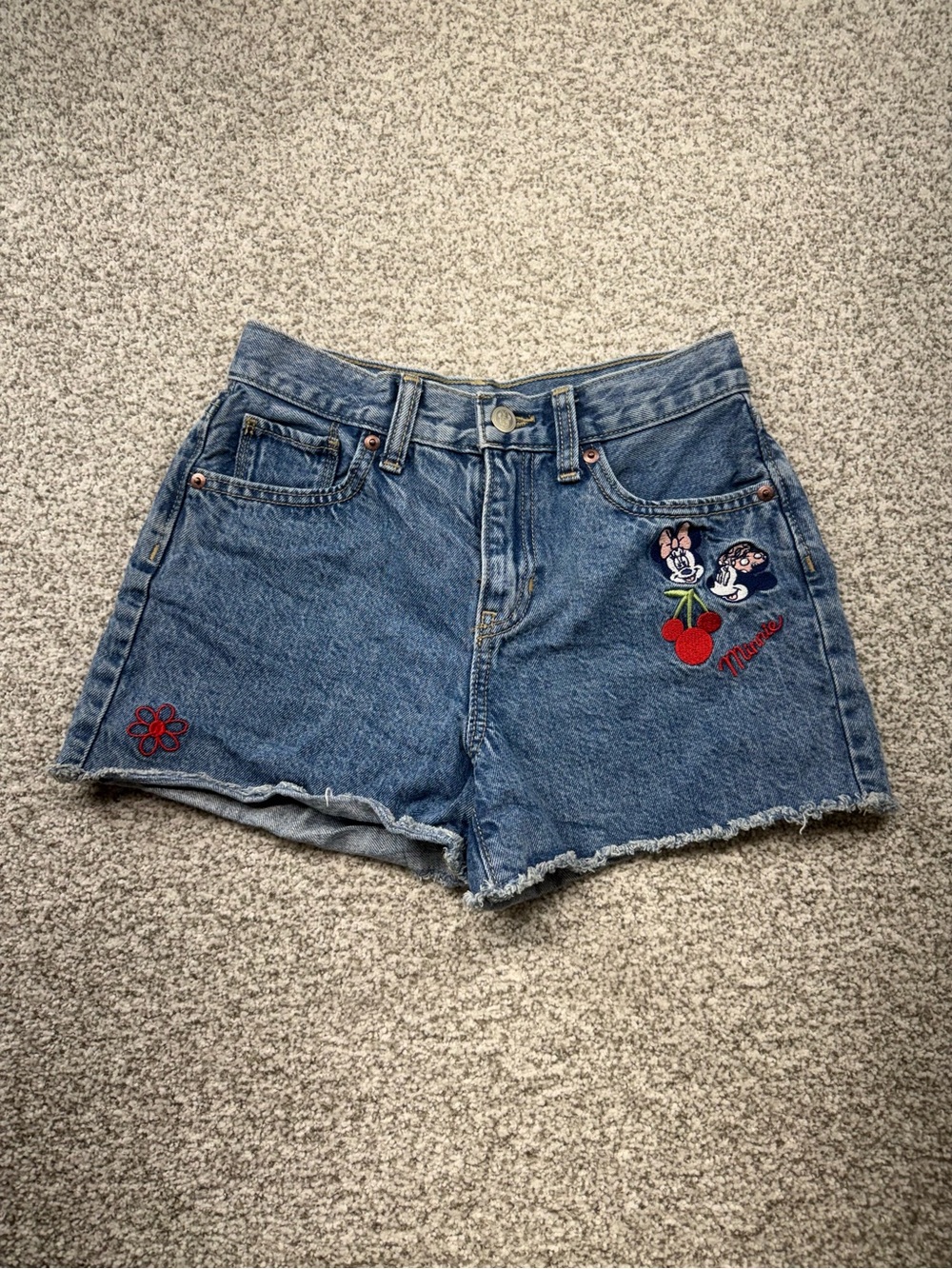 Girls Youth Old Navy x Disney High-Rise Cut Off Blue Denim Jean Shorts Size 12